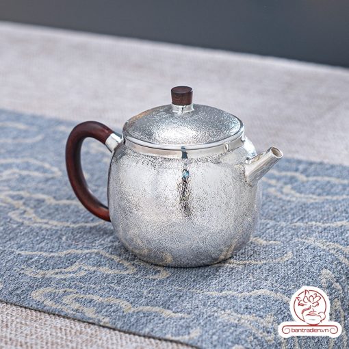ấm pha trà bạc nguyên chất chế tác thủ công tinh xảo AB050