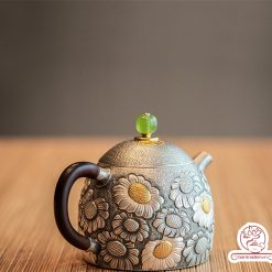 ấm pha trà bạc nguyên chất chế tác thủ công tinh xảo AB051