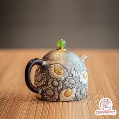 ấm pha trà bạc nguyên chất chế tác thủ công tinh xảo AB051
