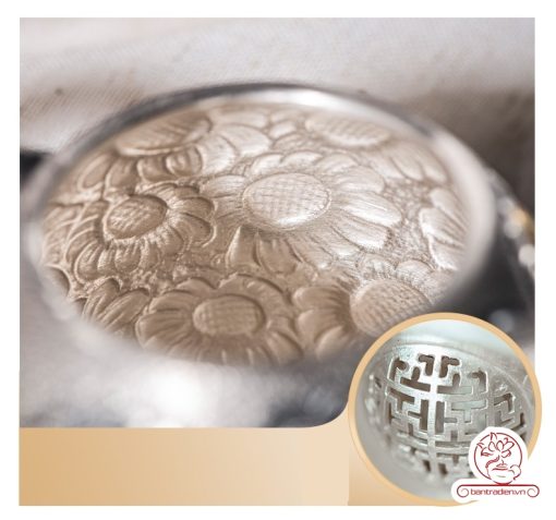 ấm pha trà bạc nguyên chất chế tác thủ công tinh xảo AB051