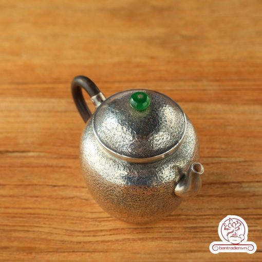 ấm pha trà bạc nguyên chất chế tác thủ công tinh xảo AB052