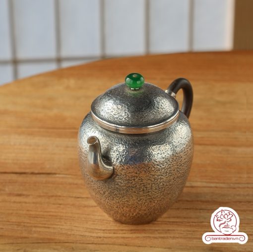 ấm pha trà bạc nguyên chất chế tác thủ công tinh xảo AB052