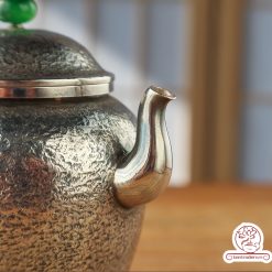 ấm pha trà bạc nguyên chất chế tác thủ công tinh xảo AB052