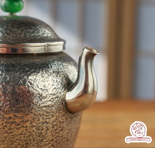 ấm pha trà bạc nguyên chất chế tác thủ công tinh xảo AB052