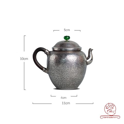 ấm pha trà bạc nguyên chất chế tác thủ công tinh xảo AB052