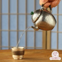 ấm pha trà bạc nguyên chất chế tác thủ công tinh xảo AB052