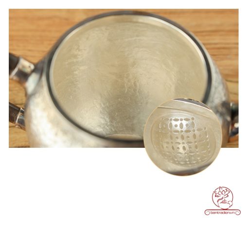 ấm pha trà bạc nguyên chất chế tác thủ công tinh xảo AB052