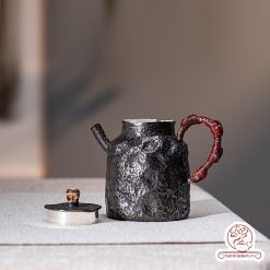 Ấm pha trà bạc 9999 – Kháng khuẩn tự nhiên, giữ vị trà tinh khiết AB053 phong cách bizen