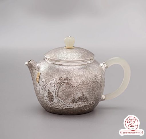 Ấm pha trà bạc 9999 – Kháng khuẩn tự nhiên, giữ vị trà tinh khiết AB054