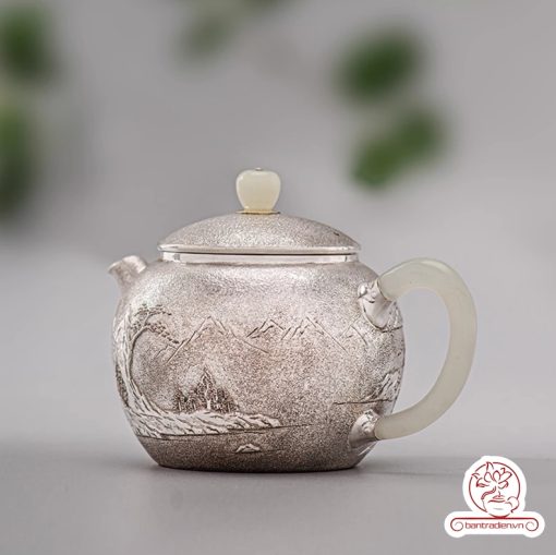 Ấm pha trà bạc 9999 – Kháng khuẩn tự nhiên, giữ vị trà tinh khiết AB054