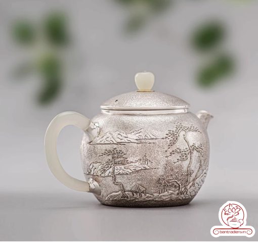 Ấm pha trà bạc 9999 – Kháng khuẩn tự nhiên, giữ vị trà tinh khiết AB054