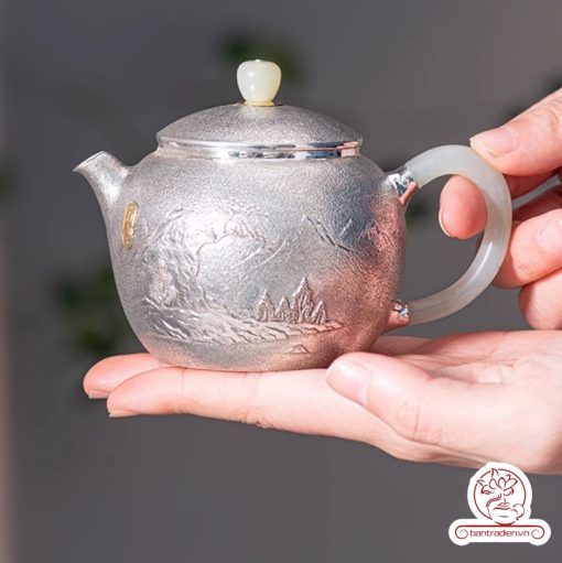 Ấm pha trà bạc 9999 – Kháng khuẩn tự nhiên, giữ vị trà tinh khiết AB054